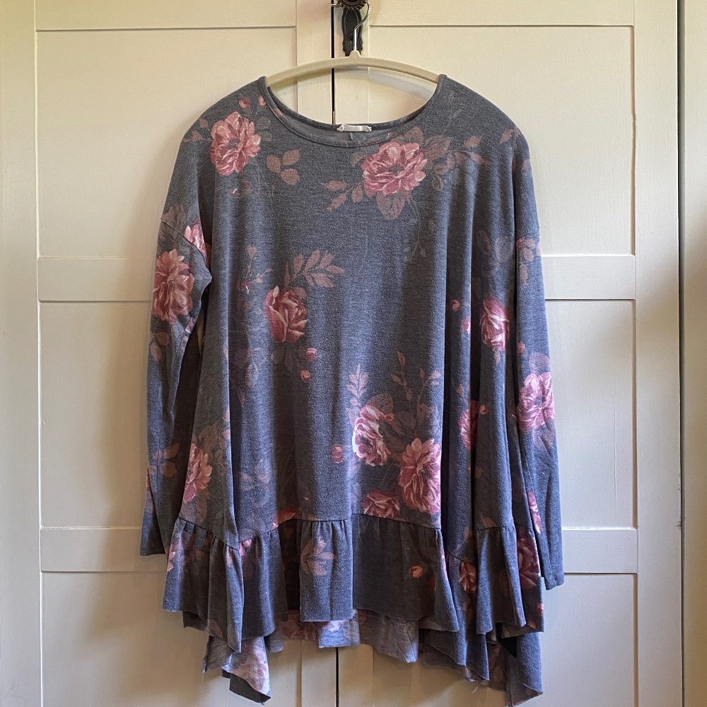 Oddy Floral Ruffle Hem Tunic